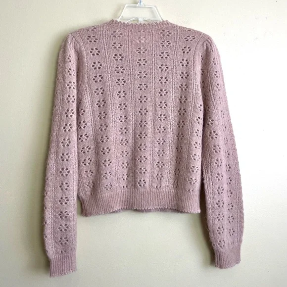 Doen Emery Pointelle Knit Cardigan in Clay Pink - Picture 8 of 14